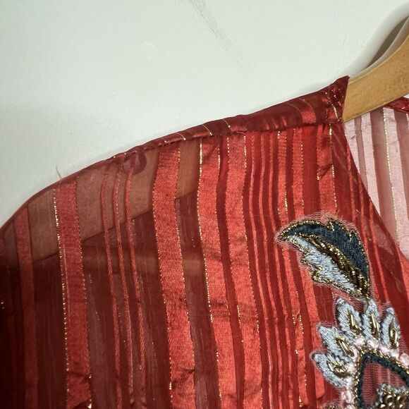 Soft Surroundings Jeweled Embroidered Caftan Dress Womens S/M Metallic - Picture 4 of 8